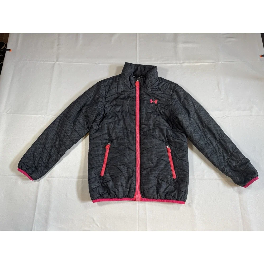 UNDER ARMOUR KIDS COLDGEAR REACTOR PUFFER JACKET YOUTH SMALL BLACK